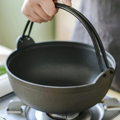 Opus Appliances | Pre-Seasoned Pure Cast Iron Wok with Flat Bottom and Wooden Lid