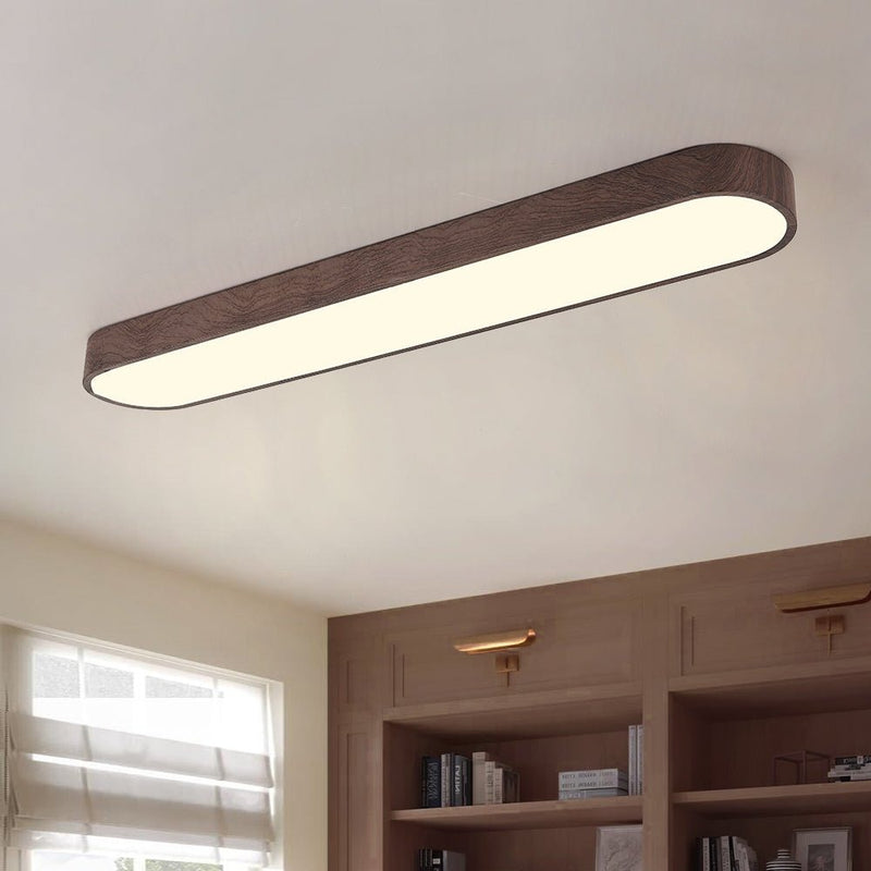Nordic Glow LED Ceiling Flush Mount Oval with Wood Accent: Specifications