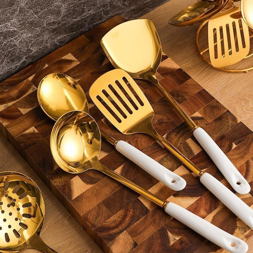 Opus Appliances | Golden Kitchen Utensils with Stand