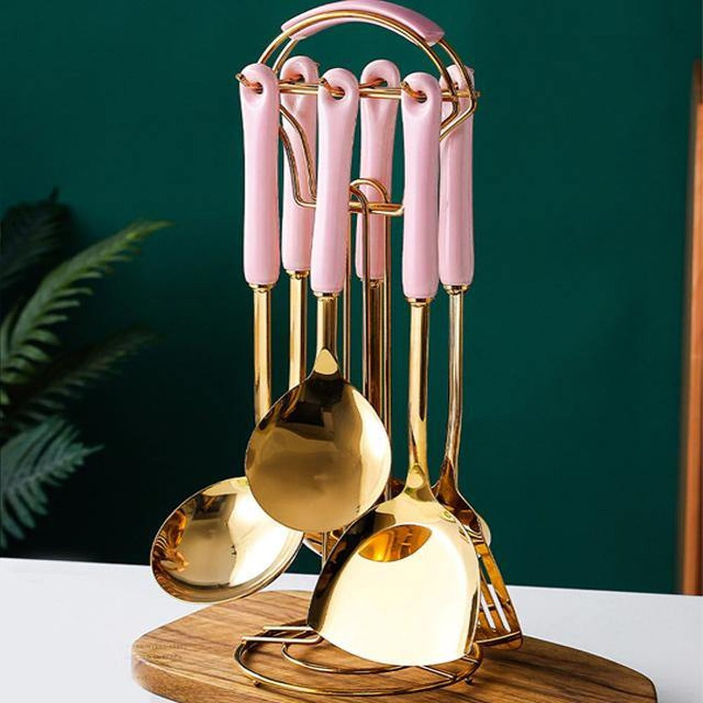 Opus Appliances | Golden Kitchen Utensils with Stand