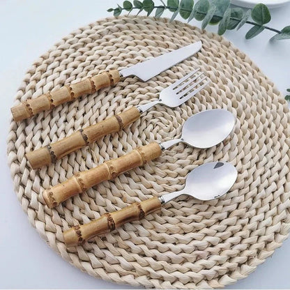 Opus Appliances | Bamboo Handle Cutlery Set Made of Stainless Steel
