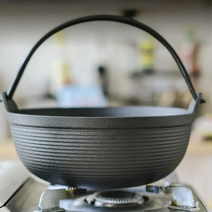 Opus Appliances | Pre-Seasoned Pure Cast Iron Wok with Flat Bottom and Wooden Lid