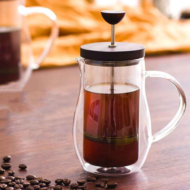 Double-Walled Borosilicate Glass French Press with Plunger Assembly
