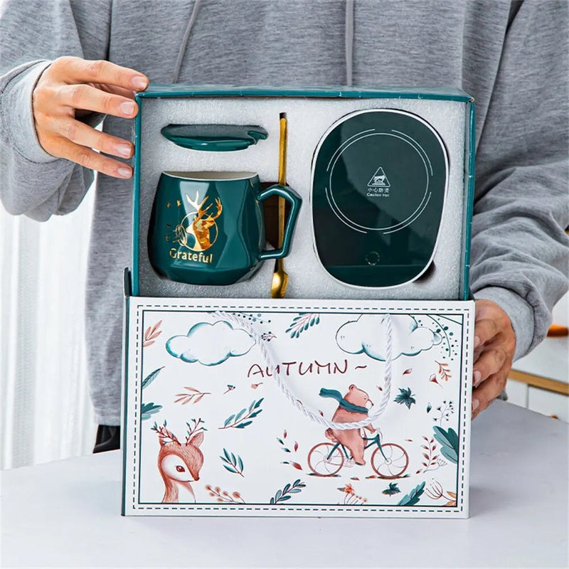 400ml Ceramic Mug with Thermostatic Electric Heating Base and Gift Box