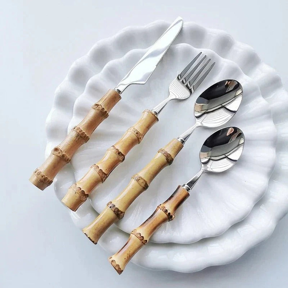 Opus Appliances | Bamboo Handle Cutlery Set Made of Stainless Steel