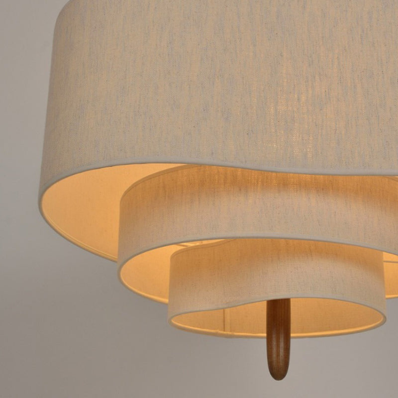 Fabric and Metal Chandelier in Small and Medium with Four Emitting Light Options