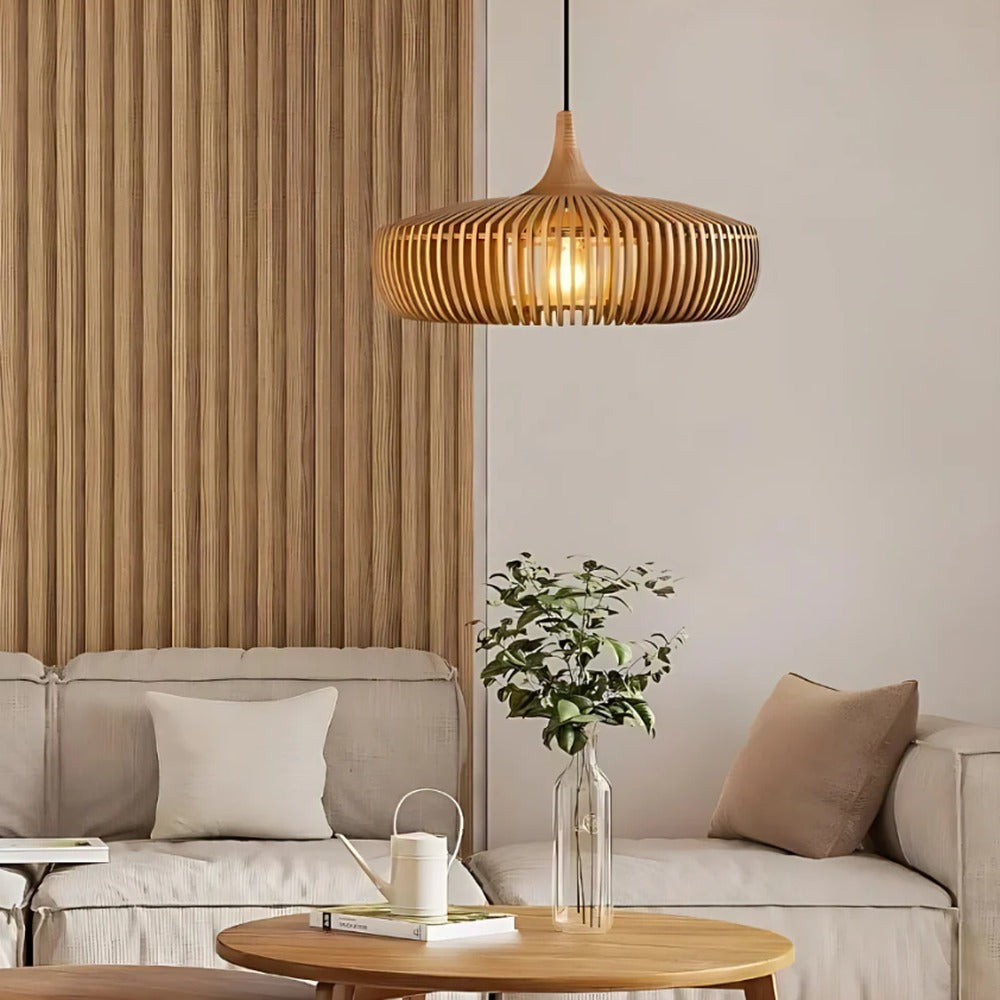 Opus Appliances | Hinori Ceiling Pendant Light Japandi Solid Wood Glow