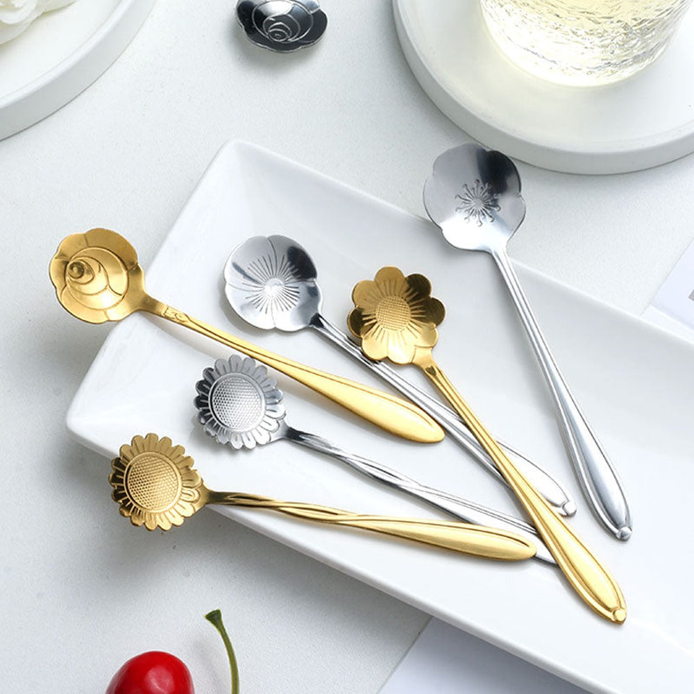 Opus Appliances | 8-piece stainless steel teaspoon set with flower design