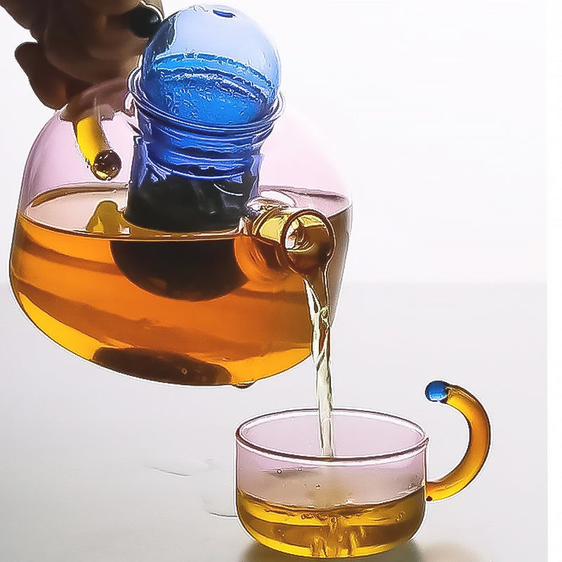 Borosilicate Glass Cup and Teapot Collection in Three Colours