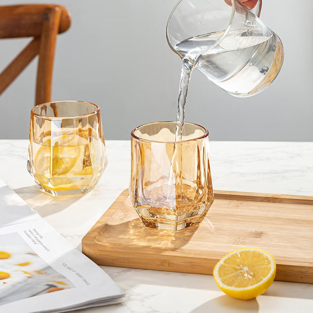 Opus Appliances | Amber hexagonal Glass Cups