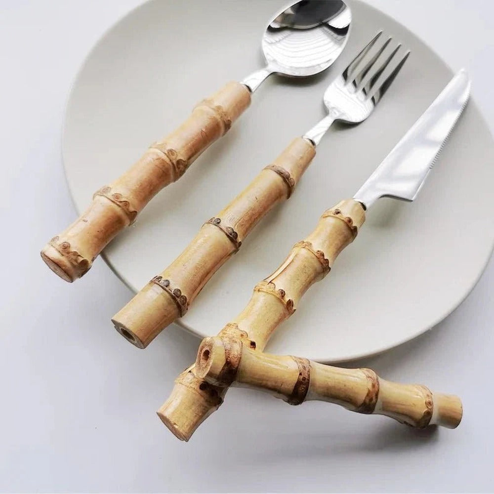 Opus Appliances | Bamboo Handle Cutlery Set Made of Stainless Steel