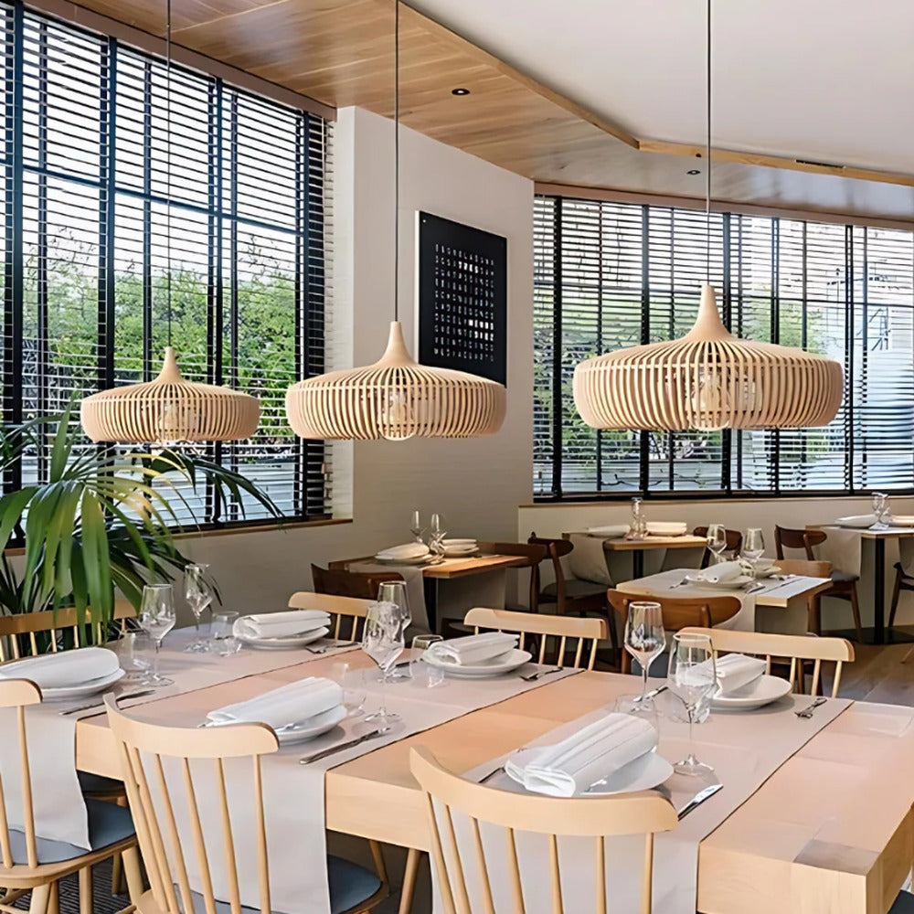 Opus Appliances | Hinori Ceiling Pendant Light Japandi Solid Wood Glow