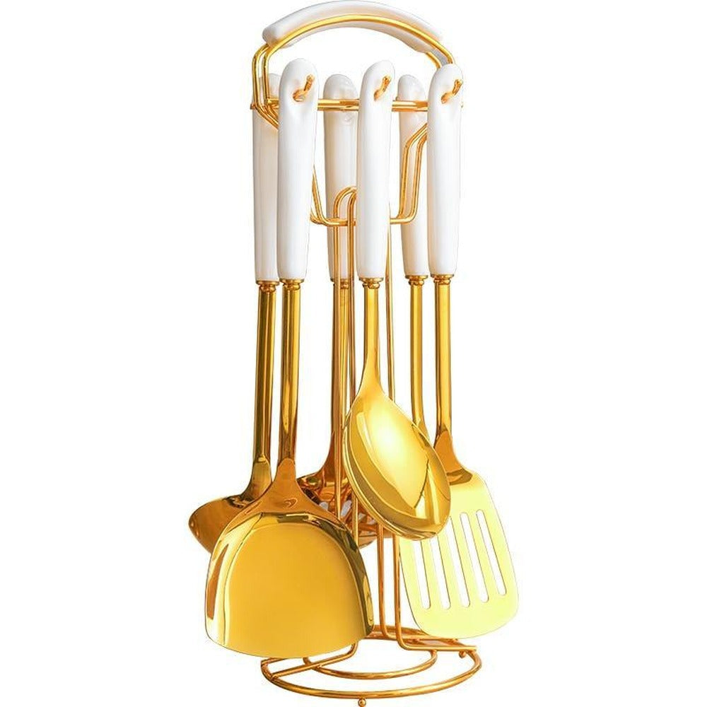 Opus Appliances | Golden Kitchen Utensils with Stand