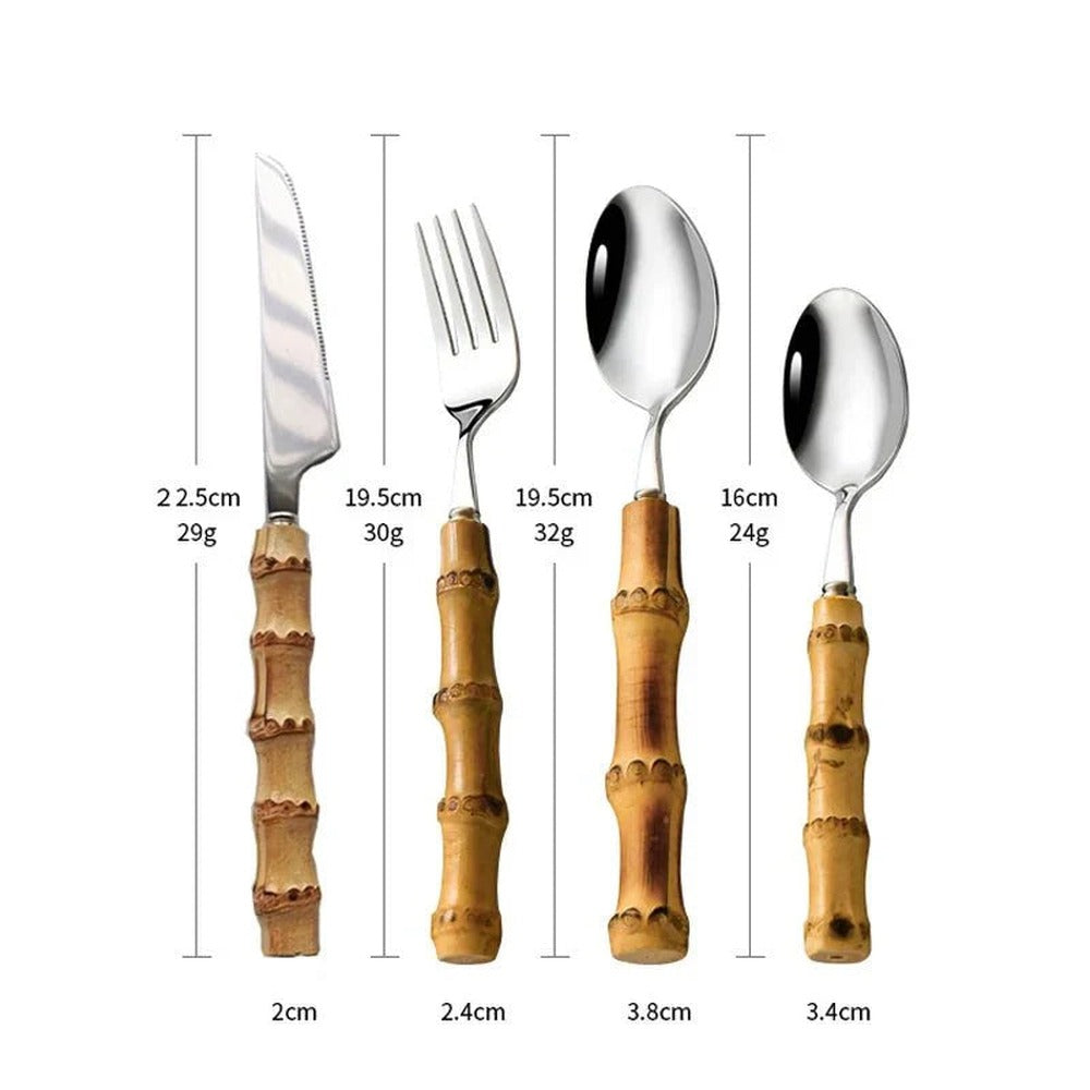 Opus Appliances | Bamboo Handle Cutlery Set Made of Stainless Steel