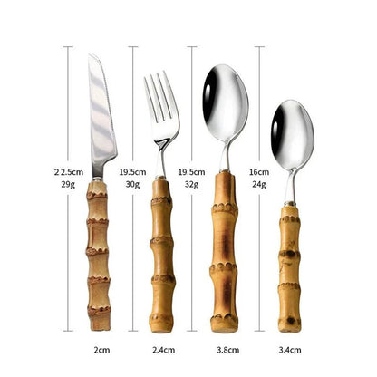 Opus Appliances | Bamboo Handle Cutlery Set Made of Stainless Steel