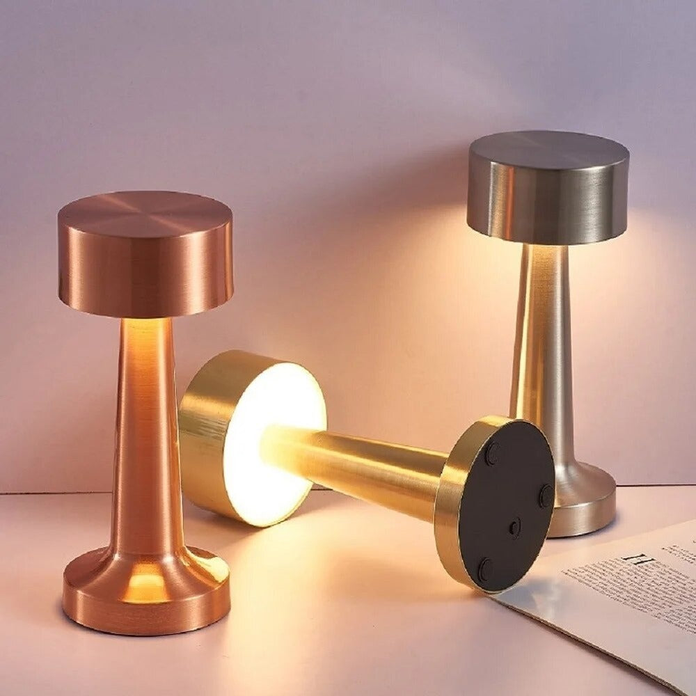 Opus Appliances | Arden Contemporary Rechargeable LED Table Lamp in Brushed Steel, Copper or Gold
