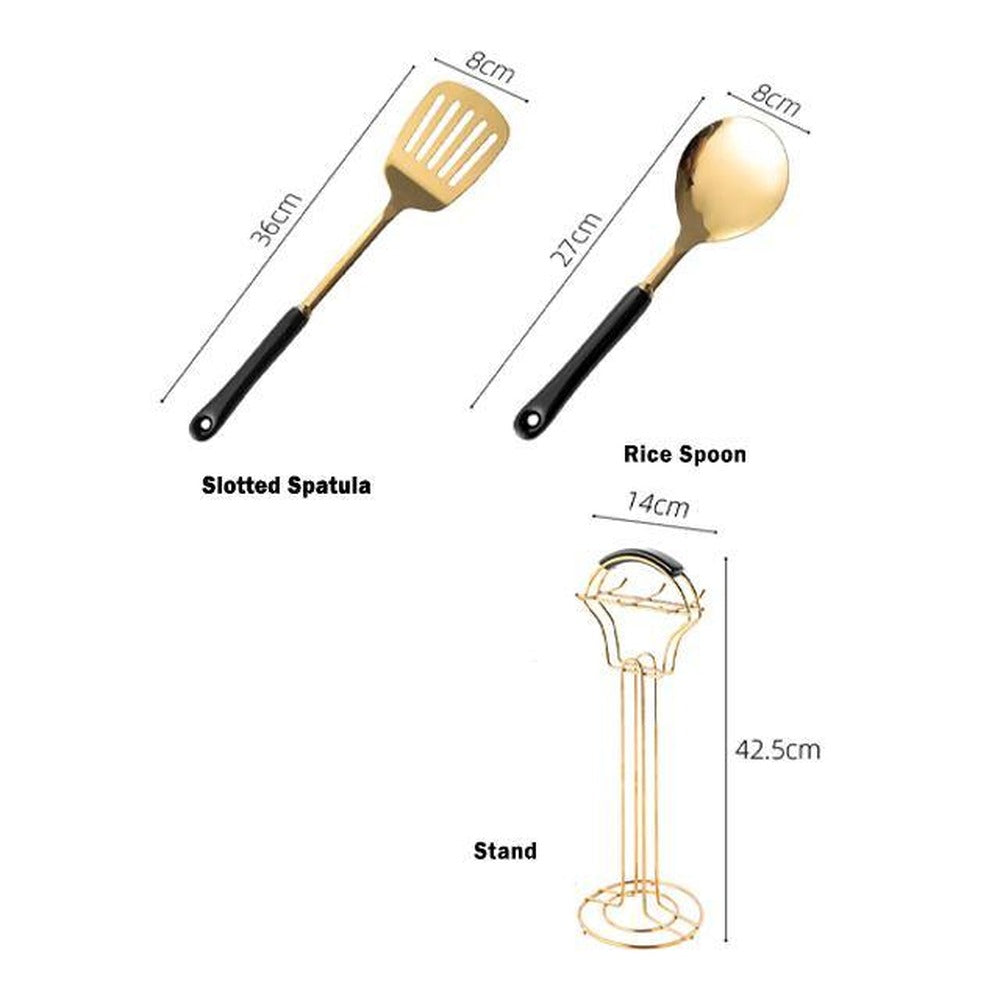 Opus Appliances | Golden Kitchen Utensils with Stand