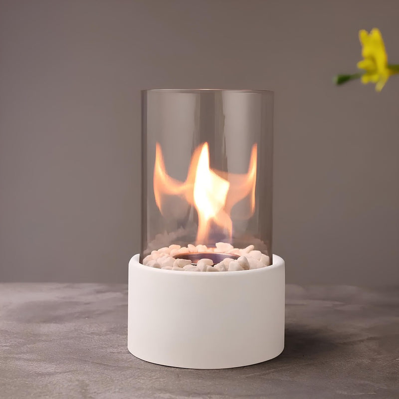 Metal and Glass Open Flame Oil Lamp in Medium and Large, Black and White