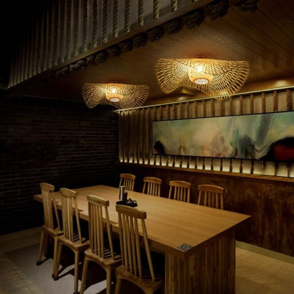 Opus Appliances | Rattan-Style Ceiling Light | Natural Elegance and Light Effects