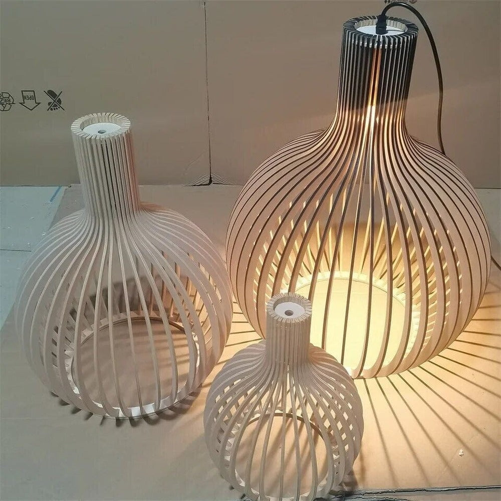 Opus Appliances | Rustic Wood Cage Pendant Light Adjustable Cord