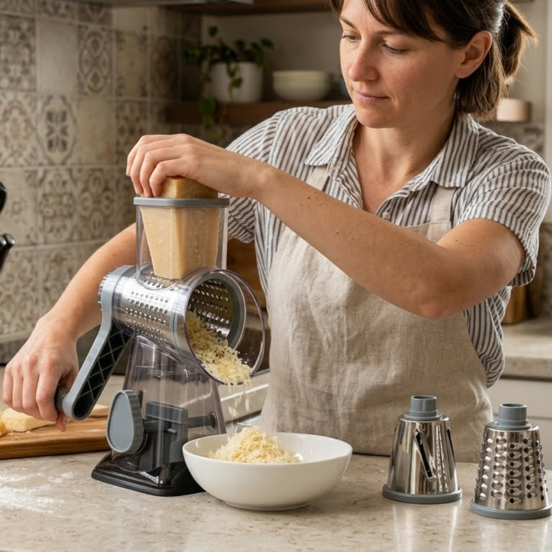 3 in 1 Rotary Grater with Stainless Steel Blades