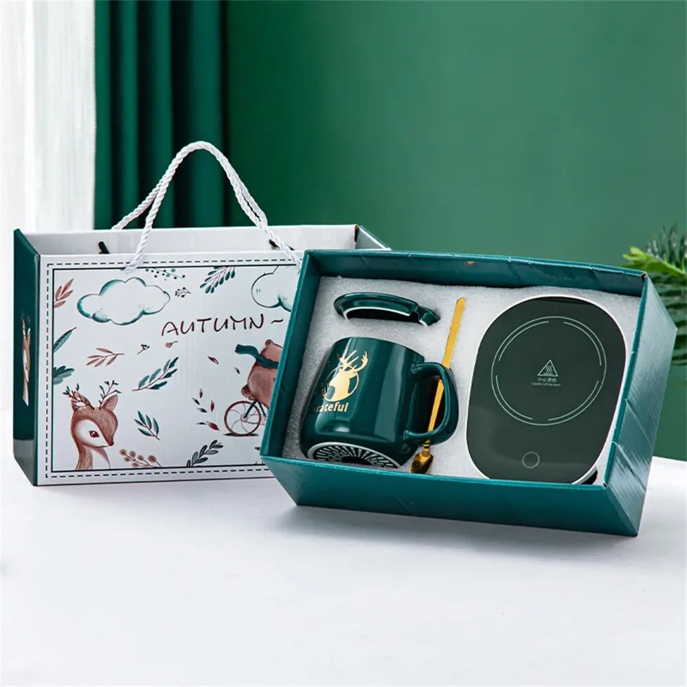 Opus Appliances | Smart Ceramic Mug Heater Cup Coaster Warmer Thermostat Coffee Heating Electric Mug Set Milk Tea Heating Water Home Office Gift
