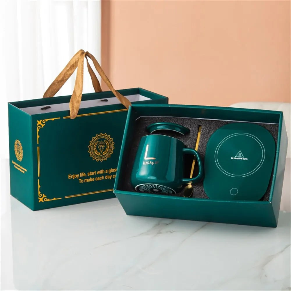 Opus Appliances | Smart Ceramic Mug Heater Cup Coaster Warmer Thermostat Coffee Heating Electric Mug Set Milk Tea Heating Water Home Office Gift