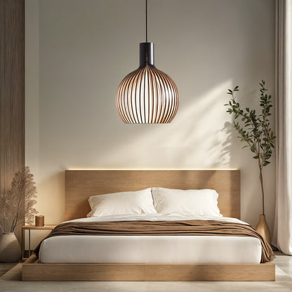 Opus Appliances | Rustic Wood Cage Pendant Light Adjustable Cord