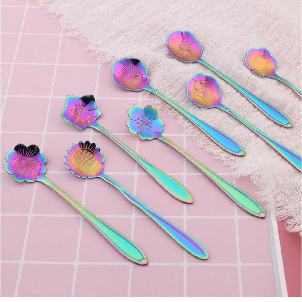 Opus Appliances | 8-piece stainless steel teaspoon set with flower design