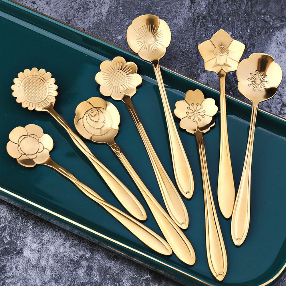 Opus Appliances | 8-piece stainless steel teaspoon set with flower design