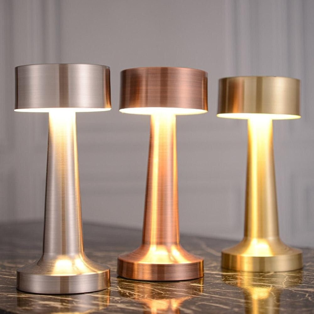 Opus Appliances | Arden Contemporary Rechargeable LED Table Lamp in Brushed Steel, Copper or Gold