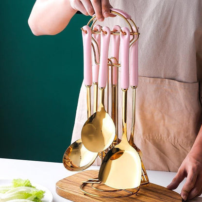 Opus Appliances | Golden Kitchen Utensils with Stand