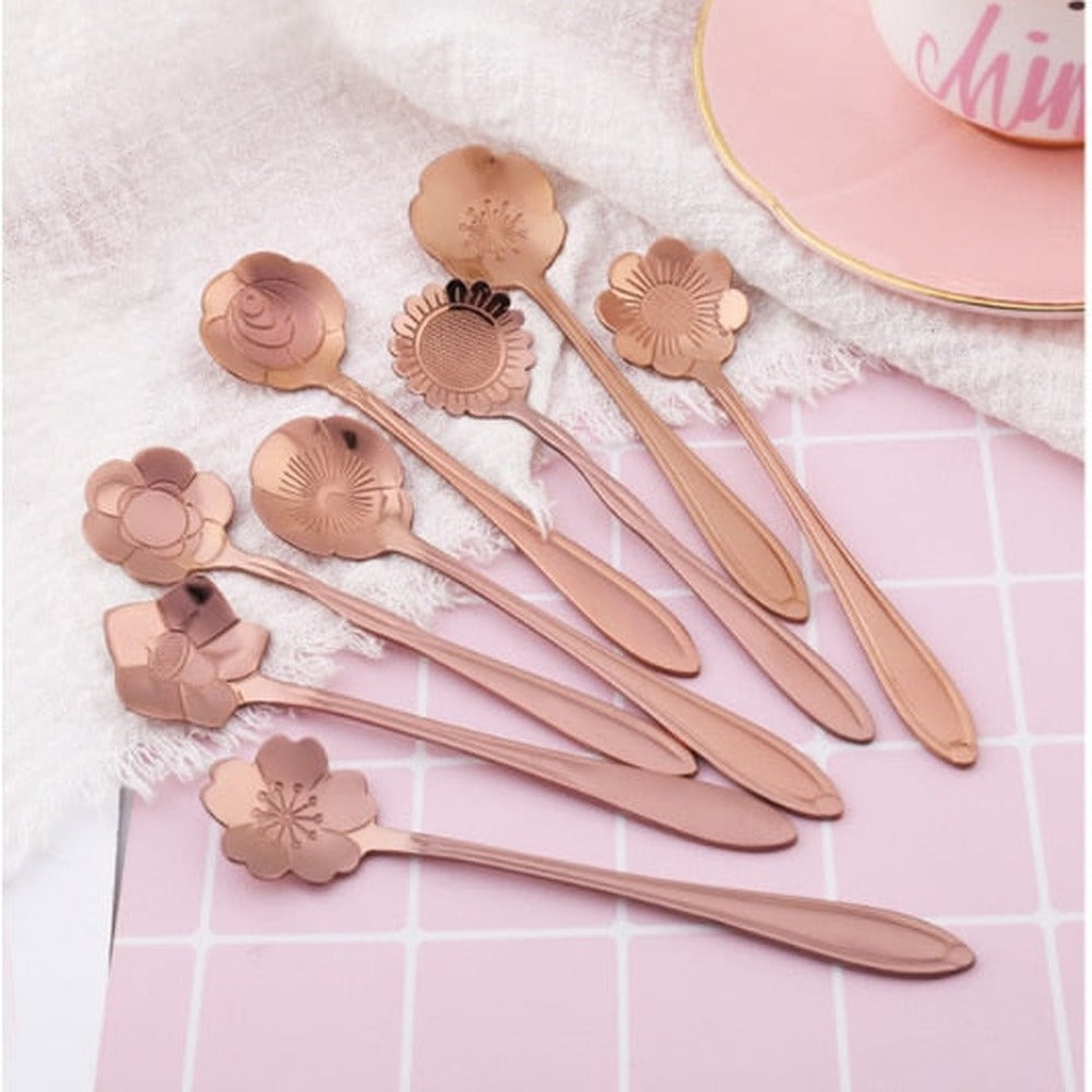 Opus Appliances | 8-piece stainless steel teaspoon set with flower design