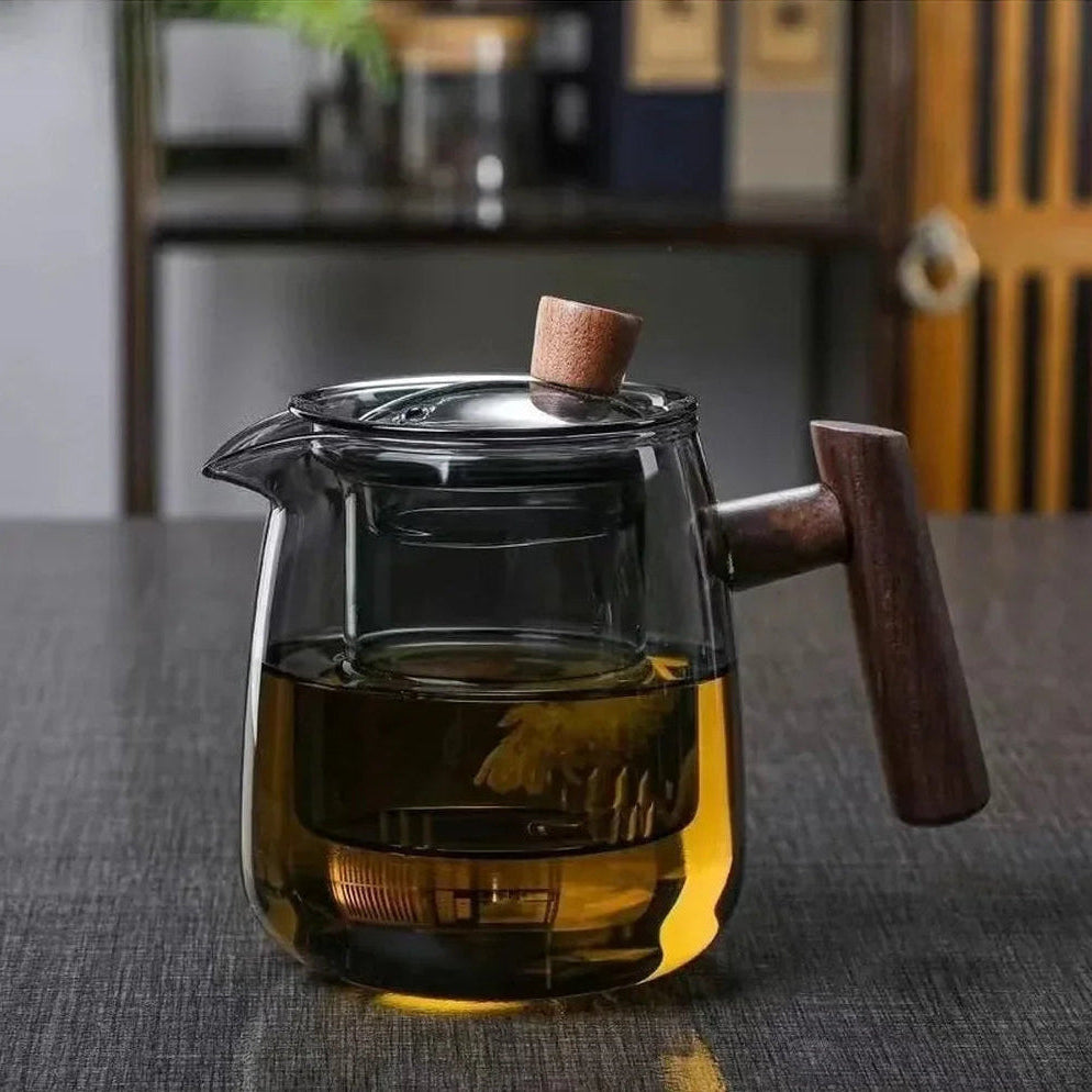 Opus Appliances Wood Handle Glass Teapot