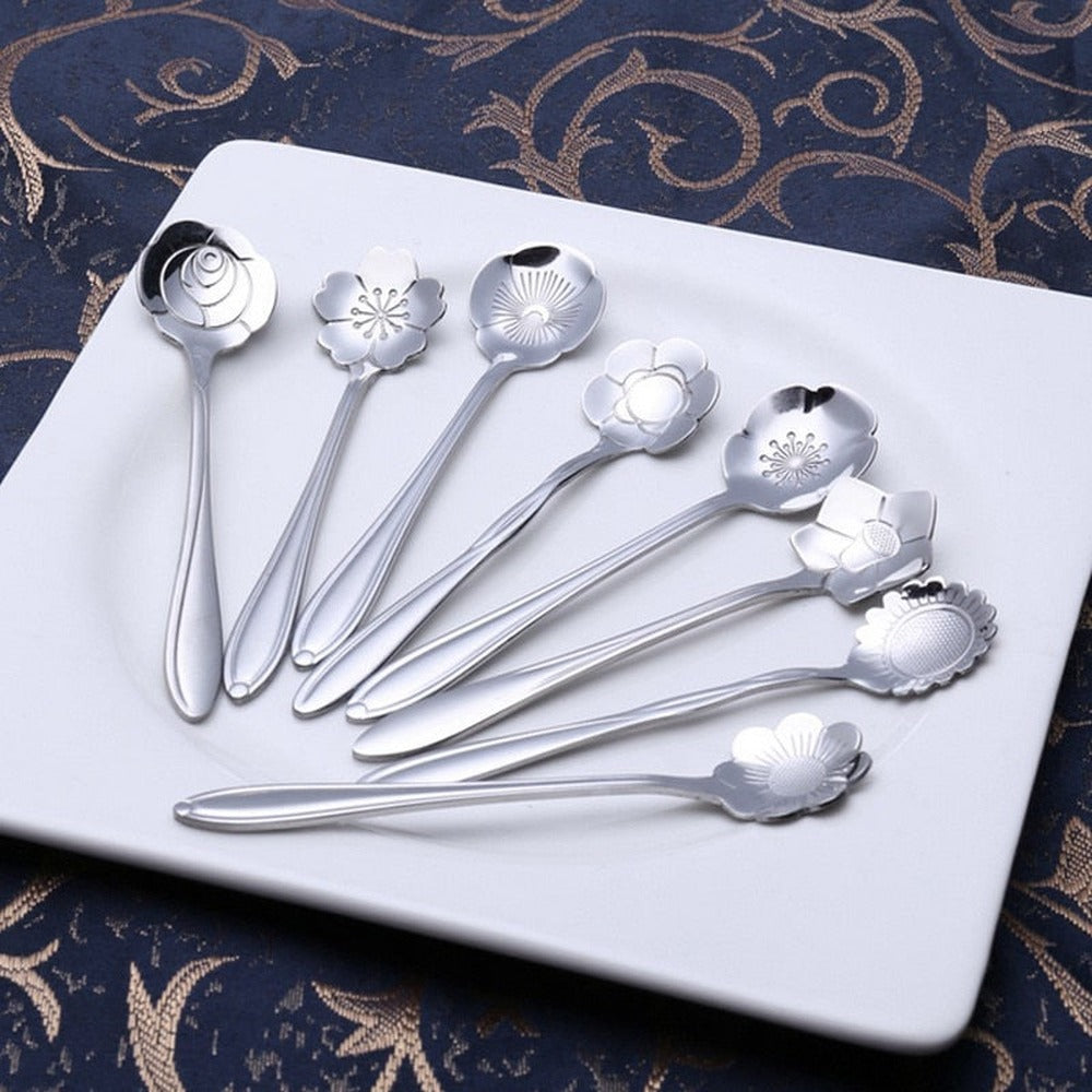 Opus Appliances | 8-piece stainless steel teaspoon set with flower design
