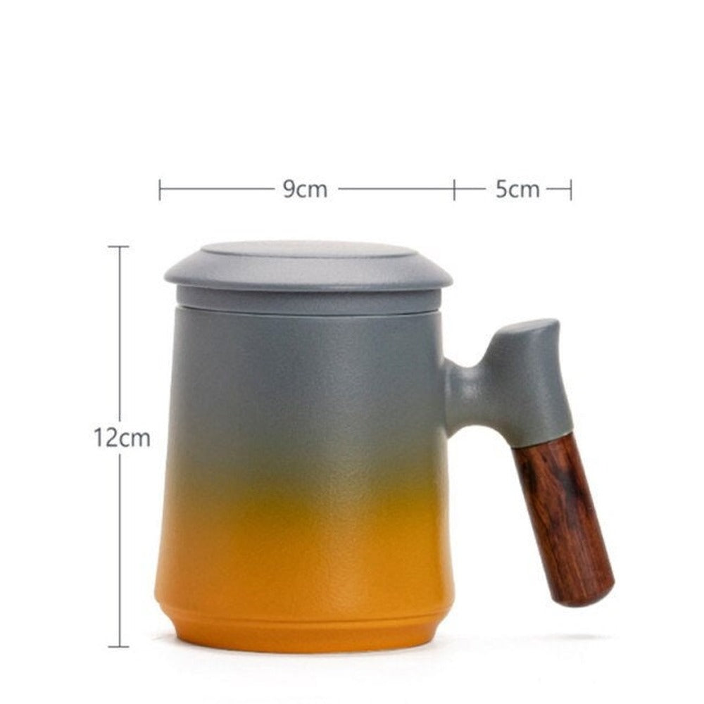 Opus Appliances | Japanese Ceramic Tea Mug Set with Tea Strainer and Lid, Handmade