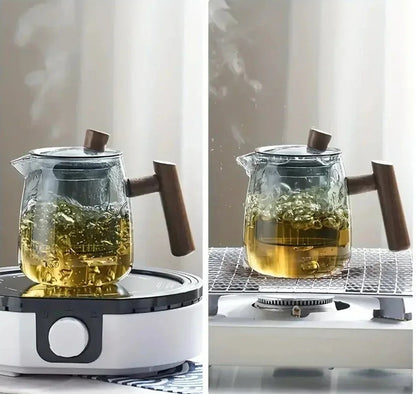 Opus Appliances Wood Handle Glass Teapot