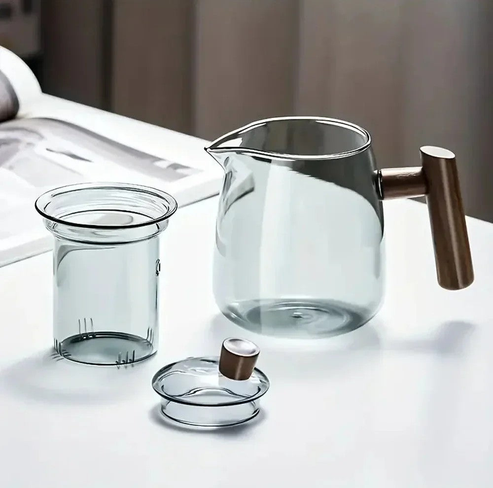 Opus Appliances Wood Handle Glass Teapot