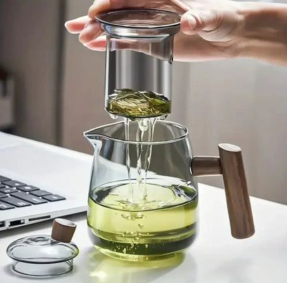 Opus Appliances Wood Handle Glass Teapot